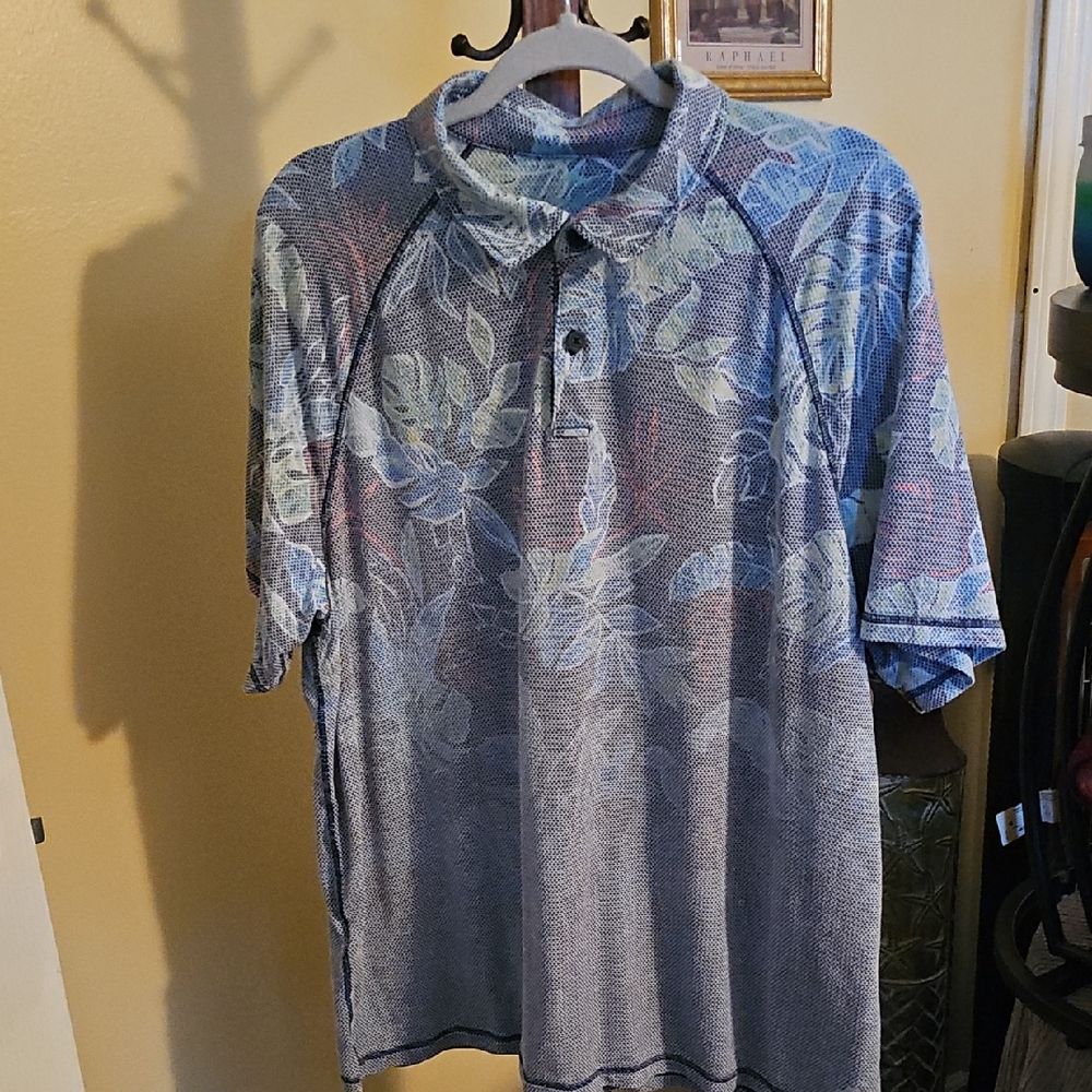 Tommy Bahama Men's Blue Floral Hombre Effect Polo Shirt